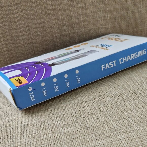 Fast Charging Data Cable Purple 2 in 2 USB Lighting USB Type C 2 Meters Unbrand - Picture 11 of 12